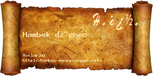 Hambek Ágnes névjegykártya